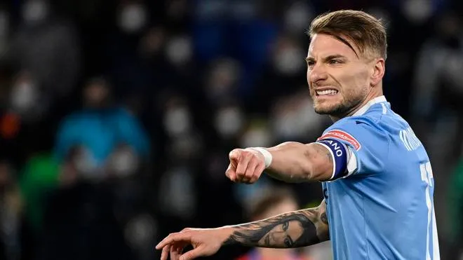 Lazio�?s Ciro Immobile reacts during the Serie A soccer match between SS Lazio and Atalanta at the Olimpico stadium in Rome, Italy, 22 January 2022. ANSA/RICCARDO ANTIMIANI