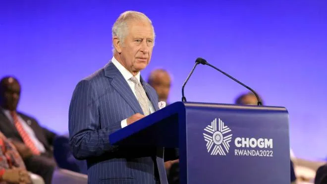 epa10171408 (FILE) - Britain's Charles, Prince of Wales delivers his speech at the 26th Commonwealth Heads of Government Meeting (CHOGM) in Kigali, Rwanda, 24 June 2022 (reissued 08 September 2022). According to a statement issued by Buckingham Palace on 08 September 2022, Britain's Queen Elizabeth II has died at her Scottish estate, Balmoral Castle, on 08 September 2022. The 96-year-old Queen was the longest-reigning monarch in British history. Her eldest son, Charles, Prince of Wales, the heir to the British throne, became king upon her death. Britain's new monarch will be known as King Charles III, Clarence House confirmed.  EPA/EUGENE UWIMANA *** Local Caption *** 55280519