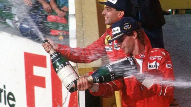 Michele Alboreto (secondo) e Gerard Berger (primo): doppietta Rossa inaspettata