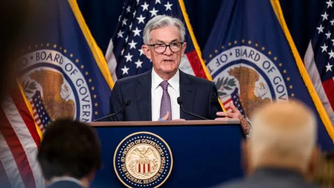 epa10197643 Federal Reserve Board Chairman Jerome Powell holds a news conference after the Fed decided to once again raise interest rates by three-quarters of a percentage point at the William McChesney Martin Jr. Building in Washington, DC, USA, 21 September 2022. This is the third consecutive interest rate hike in a row.  EPA/JIM LO SCALZO