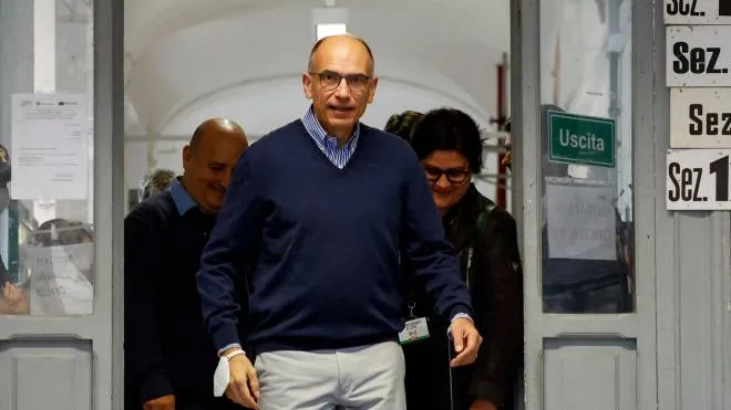 Secretary of Italian party �Partito Democratico� (PD), Enrico Letta, after voting in the Italian general election at a polling station in Rome, Italy, 25 September 2022. Italy holds its general snap election on 25 September following its prime minister's resignation in July. Final results are expected to be announced on 26 September. 
ANSA/FABIO FRUSTACI