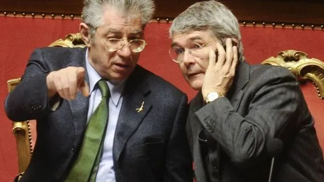 Umberto Bossi e Roberto Castelli in Parlamento