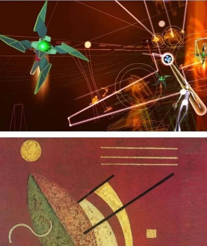 . Play Videogame arte e oltre: le affinità tra Rez Infinite (in alto) e Kandinskij