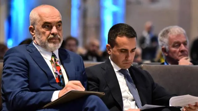 Prime Minister of Albania Edi Rama and Italian Foreign Minister Luigi Di Maio during 5th edition of S.E.M.I. at the University of Bergamo in Bergamo, Italy, 9 October 2022.
ANSA/MICHELE MARAVIGLIA