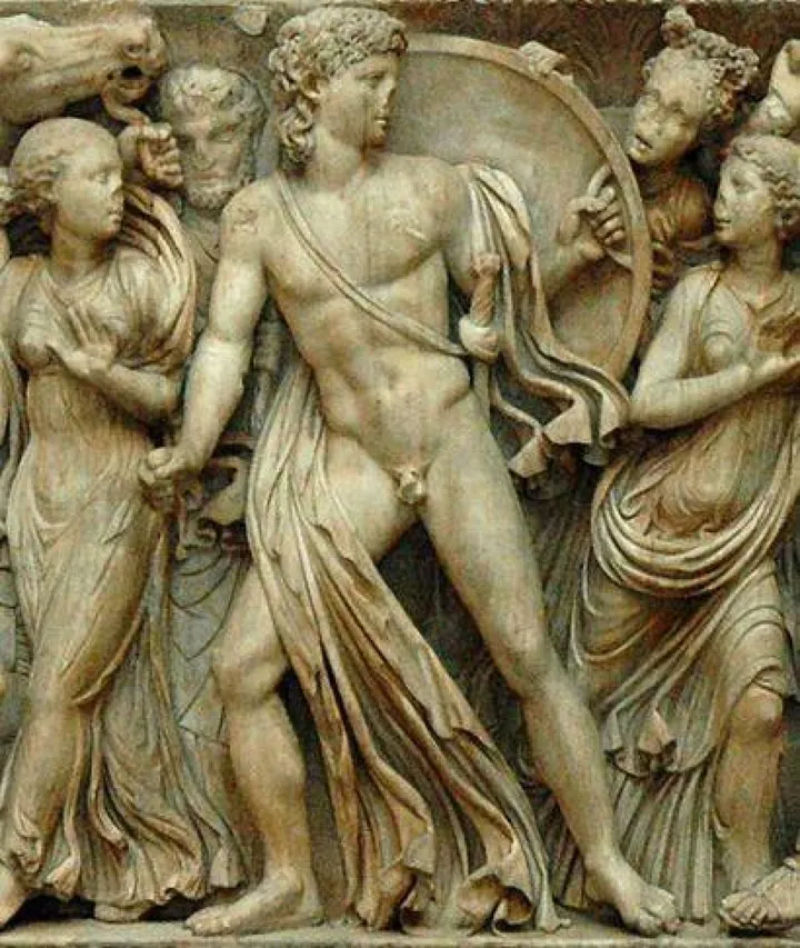 Il guerriero Achille, eroe della mitologia greca, su un sarcofago greco del 240 d. C.
