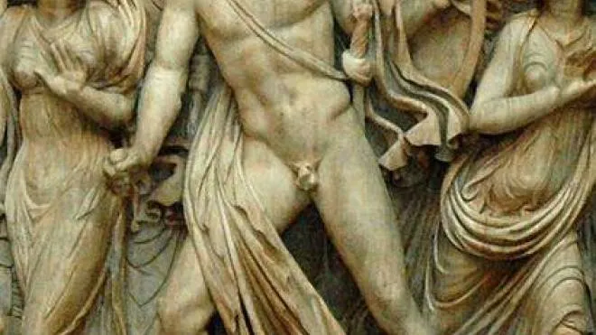 Il guerriero Achille, eroe della mitologia greca, su un sarcofago greco del 240 d. C.