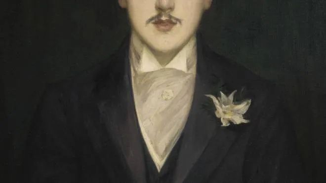 Marcel Proust visto da Jacques-Emile Blanche. Sotto, la foto col fratello in un ciondolo