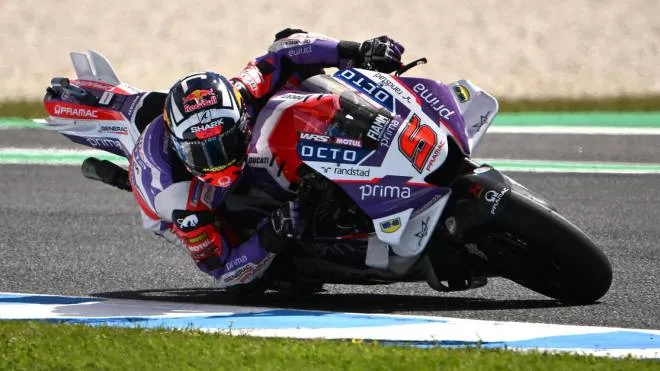 epa10242652 Johann Zarco of France riding for Pramac Racing in action during Free Practice 2 of the Australian Motorcycle Grand Prix at the Phillip Island Grand Prix Circuit on Phillip Island, Victoria, Australia, 14 October 2022.  EPA/JOEL CARRETT  AUSTRALIA AND NEW ZEALAND OUT