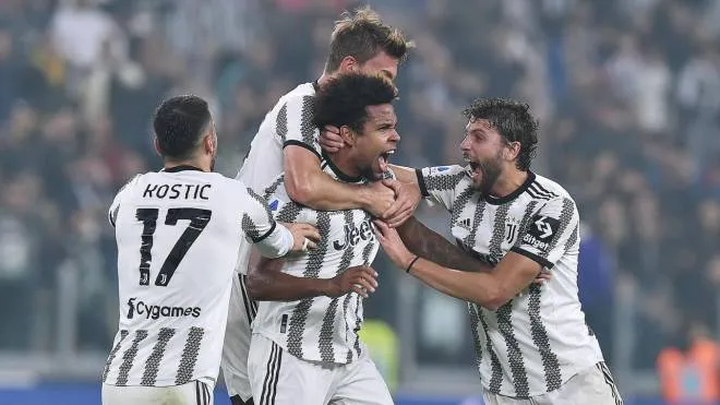 Juventus� Weston McKennie jubilates after scoring a goal during the Italian Serie A soccer match Juventus FC vs Empoli FC at the Allianz stadium in Turin, Italy, 21 october 2022 ANSA/ALESSANDRO DI MARCO