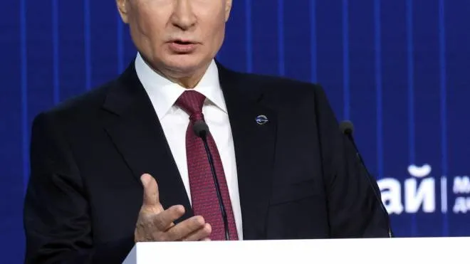 Il presidente russo Vladimir Putin, 70 anni, nel discorso di ieri