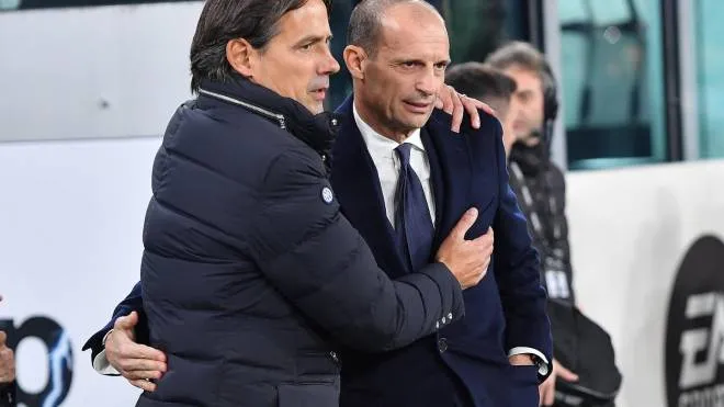 Juventus coach Massimiliano Allegri and Inter coach Simone Inzaghi during the italian Serie A soccer match Juventus FC vs Inter FC at the Allianz Stadium in Turin, Italy, 6 November 2022 ANSA/ALESSANDRO DI MARCO