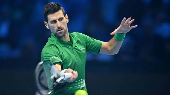 Novak Djokovic of serbia in action against Casper Ruud of Norway during the Nitto ATP Finals 2022 tennis tournament at the Pala Alpitour arena in Turin, Italy, 20 November 2022.ANSA/ALESSANDRO DI MARCO