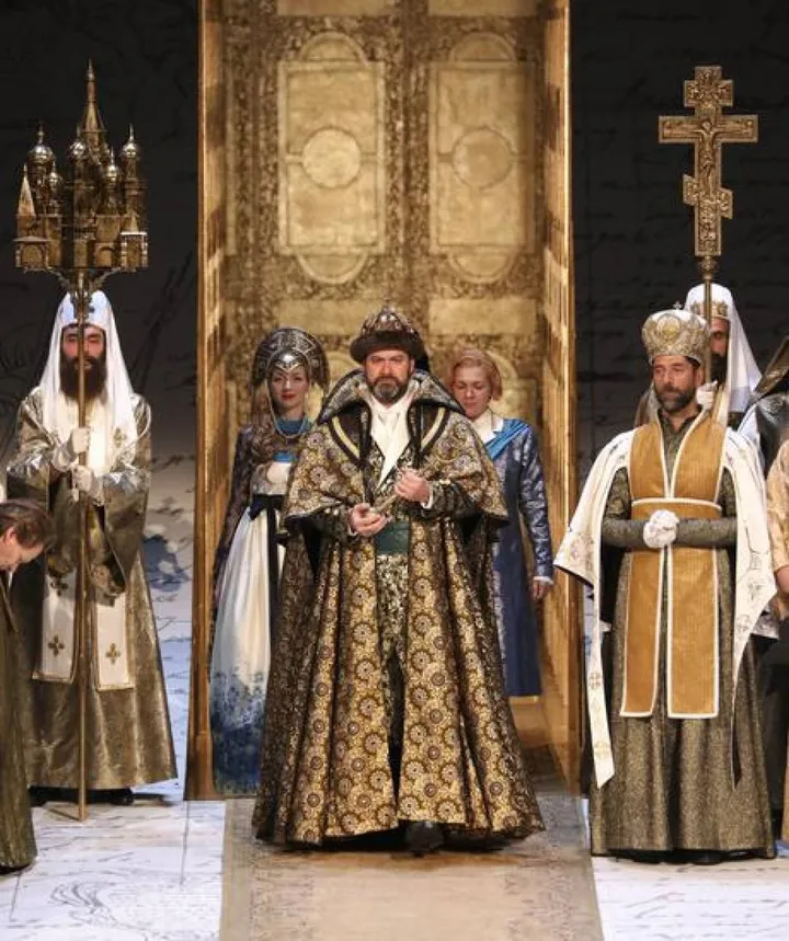 Un’immagine delle prove del “Boris Godunov“ alla Scala, debutto il 7 dicembre