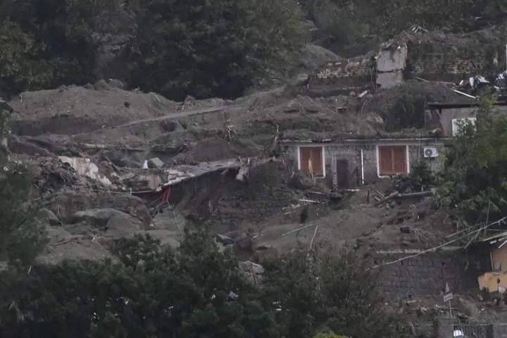 The damage caused by the landslide in Ischia, (Naples), 26 November 2022. This morning in Casamicciola Terme, on the island of Ischia, a landslide originated from the top of the Epomeo mountain at a height of about 780 meters. ANSA/ CIRO FUSCO