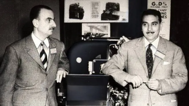 Neri  G.D. Enzo e Ariosto Seragnoli alla Fiera di Chicago, 1951 Archivio G. D -