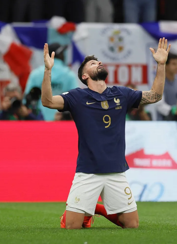 Olivier Giroud, 36 anni, ha segnato 5 gol in questa edizione dei Mondiali