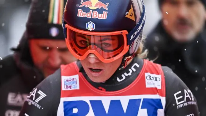 epa10368402 Sofia Goggia of Italy reacts in the finish area after taking the second place in the women's Downhill race at the FIS Alpine Skiing World Cup in St. Moritz, Switzerland, 16 December 2022.  EPA/GIAN EHRENZELLER