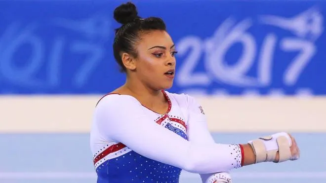 epa05919719 Elissa 'Ellie' Downie of Britain performs on the floor during the women's All-Around final during the 2017 Artistic Gymnastics European Championships at Polivalenta Sports Hall in Cluj-Napoca, Romania, 21 April 2017. Downie won the gold medal.  EPA/MIRCEA ROSCA