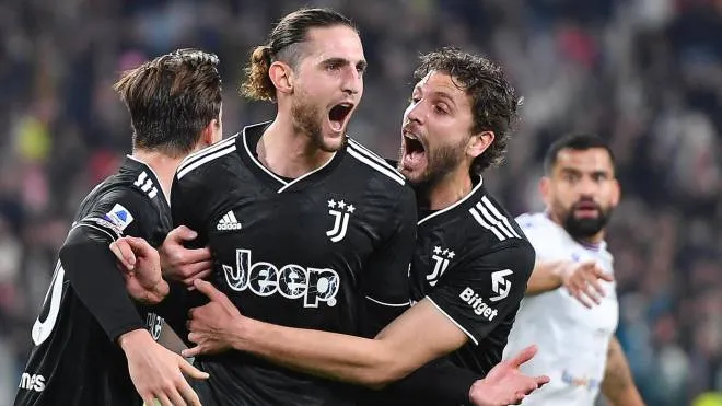 Juventus' Adrien Rabiot jubilates after scoring the gol (3-2) during the italian Serie A soccer match Juventus FC vs UC Sampdoria at the Allianz Stadium in Turin, Italy, 12 march 2023 ANSA/ALESSANDRO DI MARCO