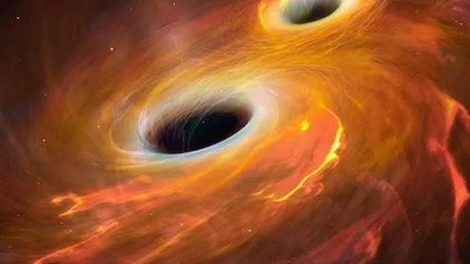 L’eccezionale fusione di due buchi neri rilevata nel 2019. Sotto:. Carlo Rovelli, 66 anni