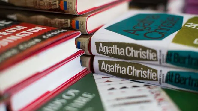 Crime fiction by British novelist Dame Agatha Christie are on sale at a festival in honour of the 125th anniversary of her birth in Torquay on September 15, 2015. Torquay, the birthplace of British crime writer Agatha Christie is hosting a festival in honour of the distinguished novelists 125th birthday. 
 AFP PHOTO / JACK TAYLOR (Photo by JACK TAYLOR / AFP)