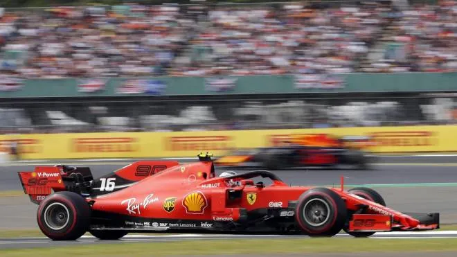 epa07716638 Monaco's Formula One driver Charles Leclerc of Scuderia Ferrari in action during the 2019 Formula One Grand Prix at the Silverstone Circuit, in Northamptonshire, Britain, 14 July 2019.  EPA/VALDRIN XHEMAJ