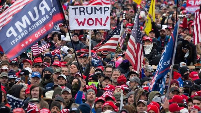 La folla di sostenitori di Trump a Washington (Ansa)