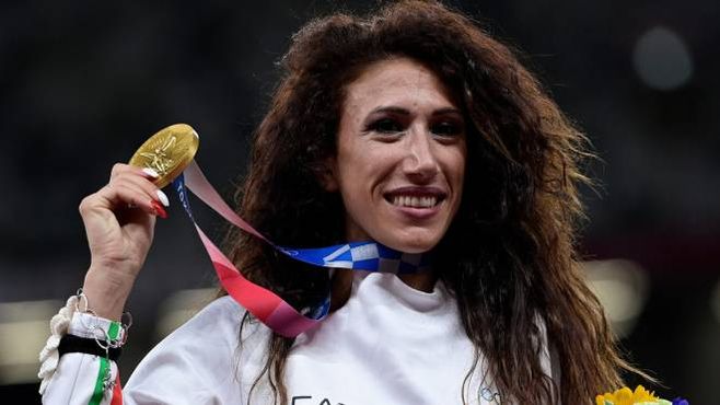 Antonella Palmisano con la medaglia d&#39;oro (Afp)