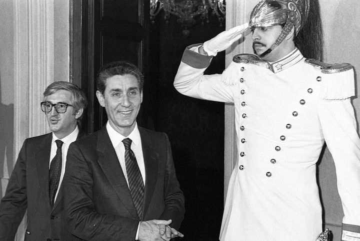 Massimo Riva e Stefano Rodotà, capogruppi Camera e Senato di Sinistra Indipendente, alle Consultazioni (Ansa, 1987)