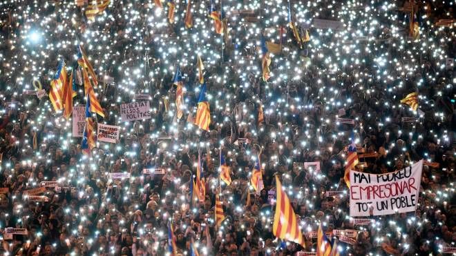 Barcellona, la manifestazione degli indipendentisti catalani, 11 novembre 2017 (Afp, Josep Lago)
