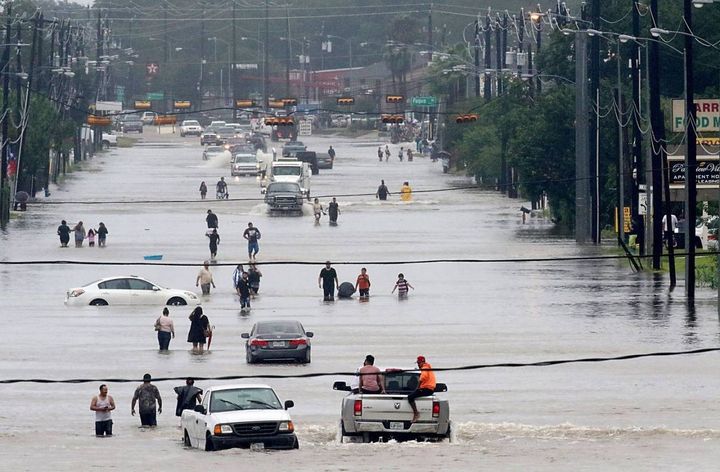 La città di Houston colpita dall'uragano Harvey, 27 agosto 2017 (Afp, Thomas B. Shea)