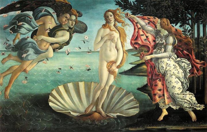 La 'Nascita di Venere', conservata alla Galleria degli Uffizi di Firenze, nella quale Botticelli avrebbe disegnato solo il polmone destro: il particolare drappeggio della veste, visibile sopra il braccio sinistro di Flora, rappresenterebbe l'infossatura (chiamata 'ilo polmonare') da cui passano bronchi, vasi sanguigni e nervi