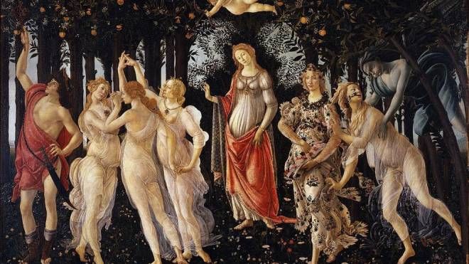 'La Primavera' del Botticelli dove i ricercatori Blech e Doliner avevano individuato la sagoma di due polmoni disegnata dalla vegetazione dietro la figura centrale di Venere"