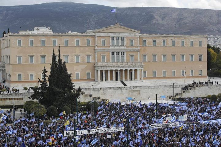 La protesta nella capitale greca (Ansa)