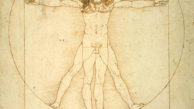 L'Uomo Vitruviano di Leonardo (Ansa) 