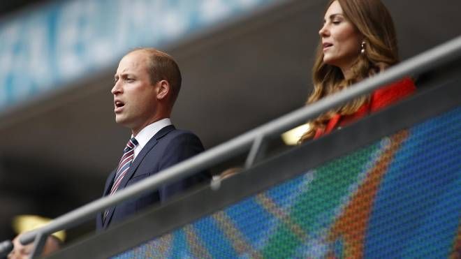 Il principe William e Kate allo stadio per Inghilterra Germania (Ansa)