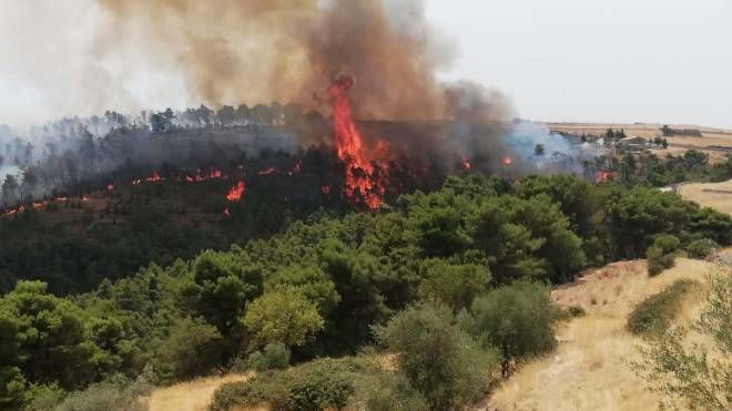 Incendio di vaste dimensioni a Giarratana, in provincia di Ragusa, dove è morto un uomo (Dire)