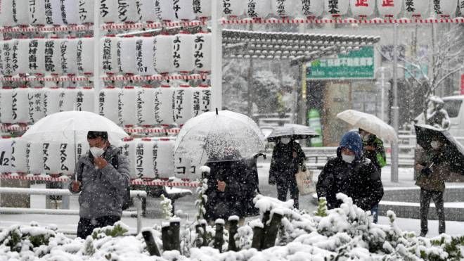 Tokyo, la prima nevicata ha provocato più di 50 feriti (Ansa)