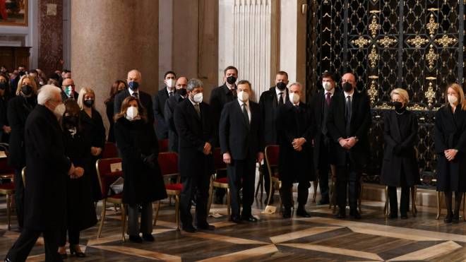 Le istituzioni italiane al funerale di David Sassoli