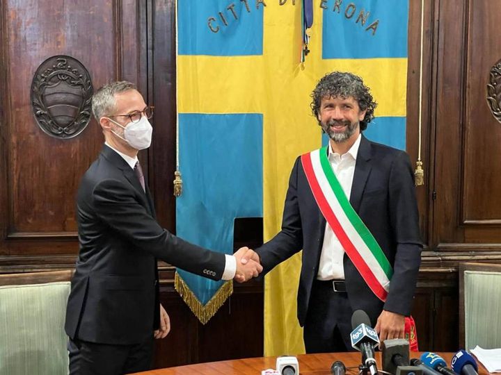 La proclamazione del nuovo sindaco di Verona, Damiano Tommasi