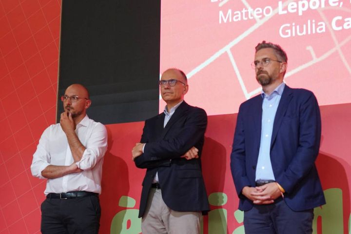 Luigi Tosiani, Enrico Letta e Matteo Lepore (foto Schicchi)