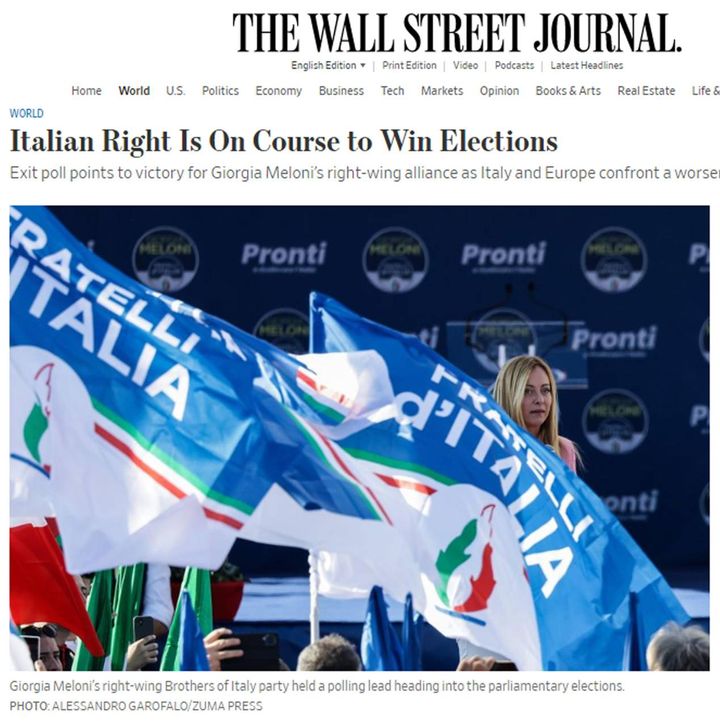 La vittoria di Giorgia Meloni vista dal Wall Street Journal