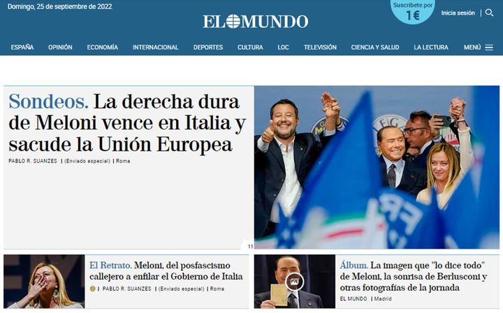 Il sito di El Mundo celebra Giorgia Meloni