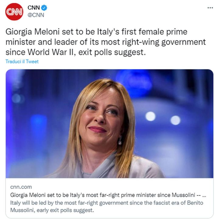 La vittoria di Giorgia Meloni vista dalla CNN