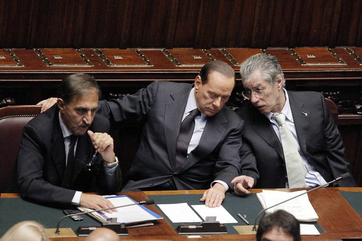 Con Silvio Berlusconi e Umberto Bossi nel 2011  