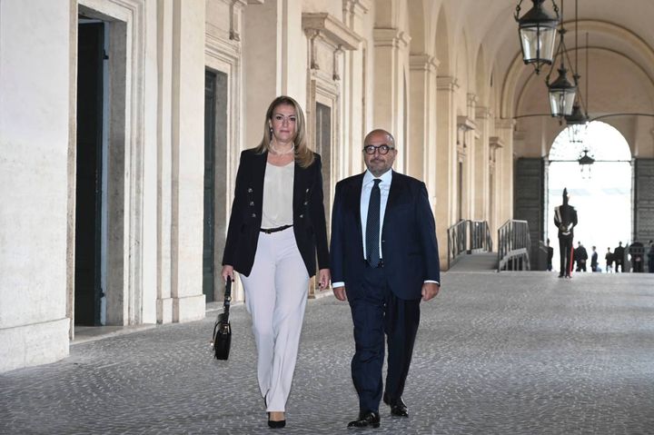 Gennaro Sangiuliano, ministro dei Beniculturali, insieme alla moglie
