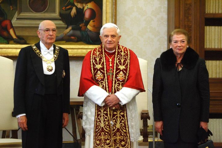 Con Giorgio Napolitano e la moglie Clio (foto Imagoeconomica)