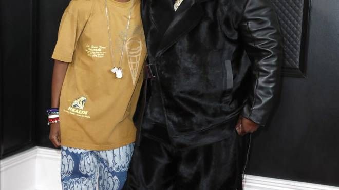 Carys Butler e Rico Love alla 65esima edizione dei Grammy Awards