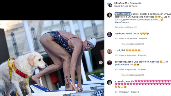 La foto Instagram di Federica Pellegrini prima del tuffo con Lea
