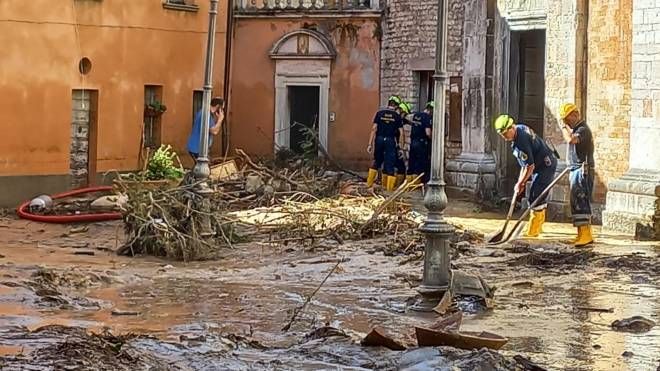 Danni provocati dal recente nubifragio a Cantiano, nella provincia di Pesaro Urbino  